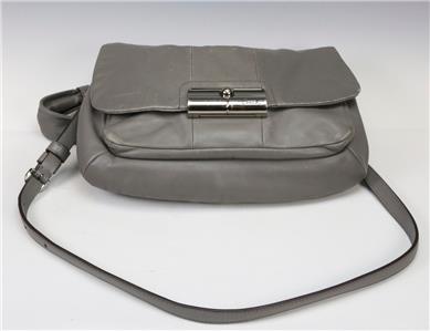 grey leather crossbody purse