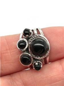 福袋売れ残りセール Stone 5 Jet Onyx Artisan & Modernist Ring Silver Sterling クレンジング・メイク落とし