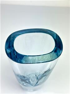 Vtg Stromberg Strombergshyttan Floral Etched Crystal Art Glass