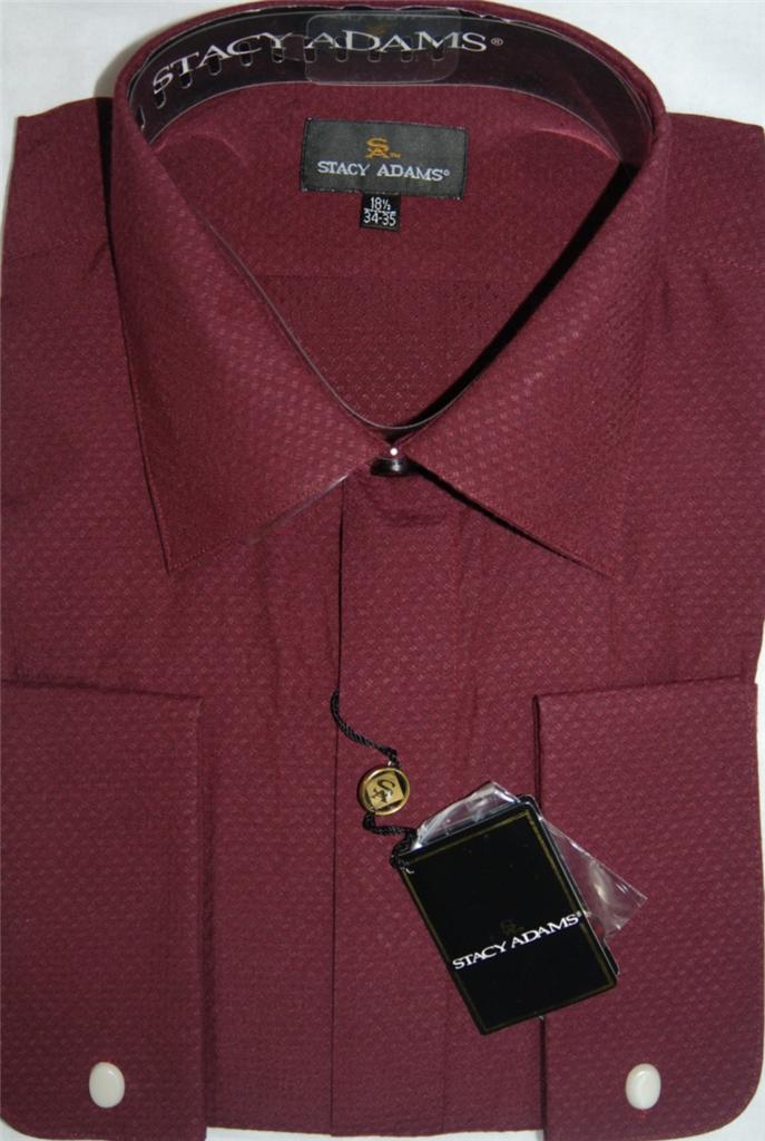 Stacy Adams Cranberry French Cuff Dress Shirt Style SA-0915 | eBay