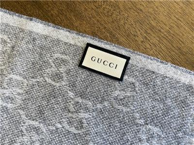 GUCCI New Nikky 570603 Web Fringe Wool Alpaca Zinc Blue Gray