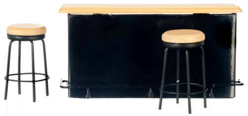 MINIATURE DOLLHOUSE 1:12 SCALE DINER 1950'S RETRO COUNTER WITH STOOLS - Picture 2 of 6