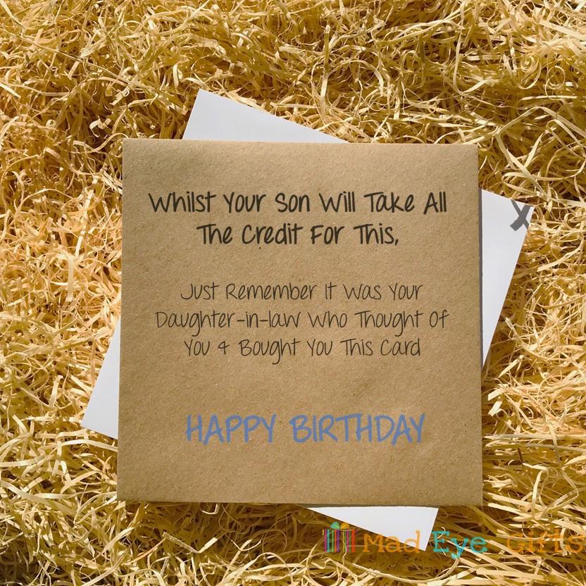 Whilst Your Son Takes The Credit -Funny Dad Father Birthday Card Daughter In Law - Picture 2 of 3