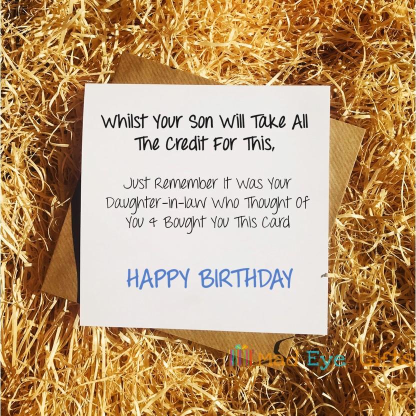 Whilst Your Son Takes The Credit -Funny Dad Father Birthday Card Daughter In Law - Picture 3 of 3