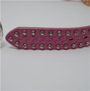 Tony Lama Pink Leather Western Belt Embossed Rhinestone  display picture 3
