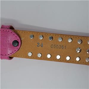 TONY LAMA embossed leather belt rhinestone buckle 34 Tony Lama Pink Leather Western Belt Embossed Rhinestone  main image 3