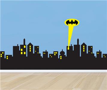 6 Sizes Gotham City Skyline Batman Decal Removable Wall Sticker