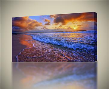 Beach Purple Sunset Canvas Print Home Wall Decor Giclee Art Exotic Waves Ca276 Ebay