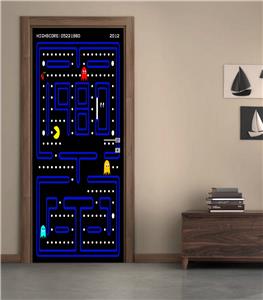 Pacman Classic Game 3d Door Wrap Decal Wall Sticker Home Decor