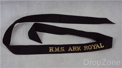 Genuine Issue Royal Navy Hms Ark Royal Cap Tally For