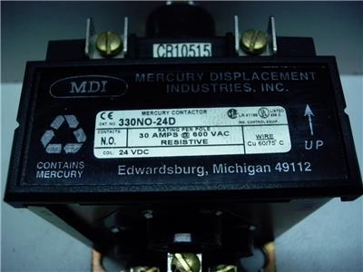 MDI 330NO-24D 24VDC COIL 3POLE 30AMP 600V MERCURY CONTACTOR QUANTITY!!