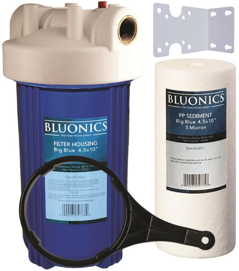 BLUONICS 10" Big Blue Whole House Water Filter Purifier with Sediment
