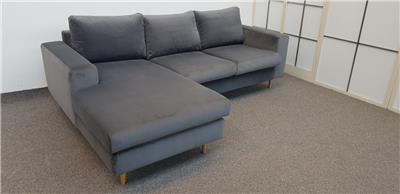 SWOON Evesham LHF Corner Sofa, Silver Grey Velvet FREE 
