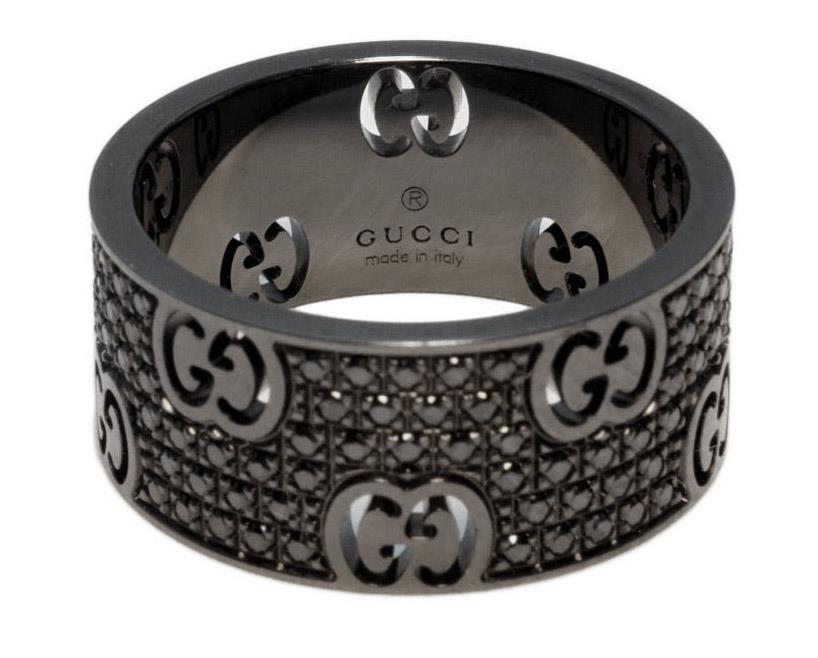 Gucci 18k Gold Icon Stardust 0.68ct Eternity Black Diamond Band Ring $4,200