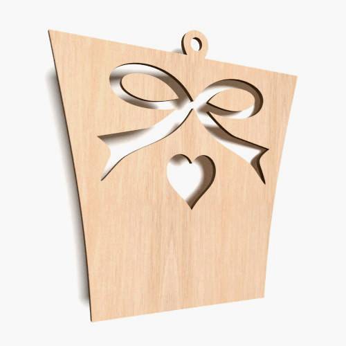 10x Wooden Gift Heart Ribbon Shape Hanging Craft Wedding Embellishment W30
