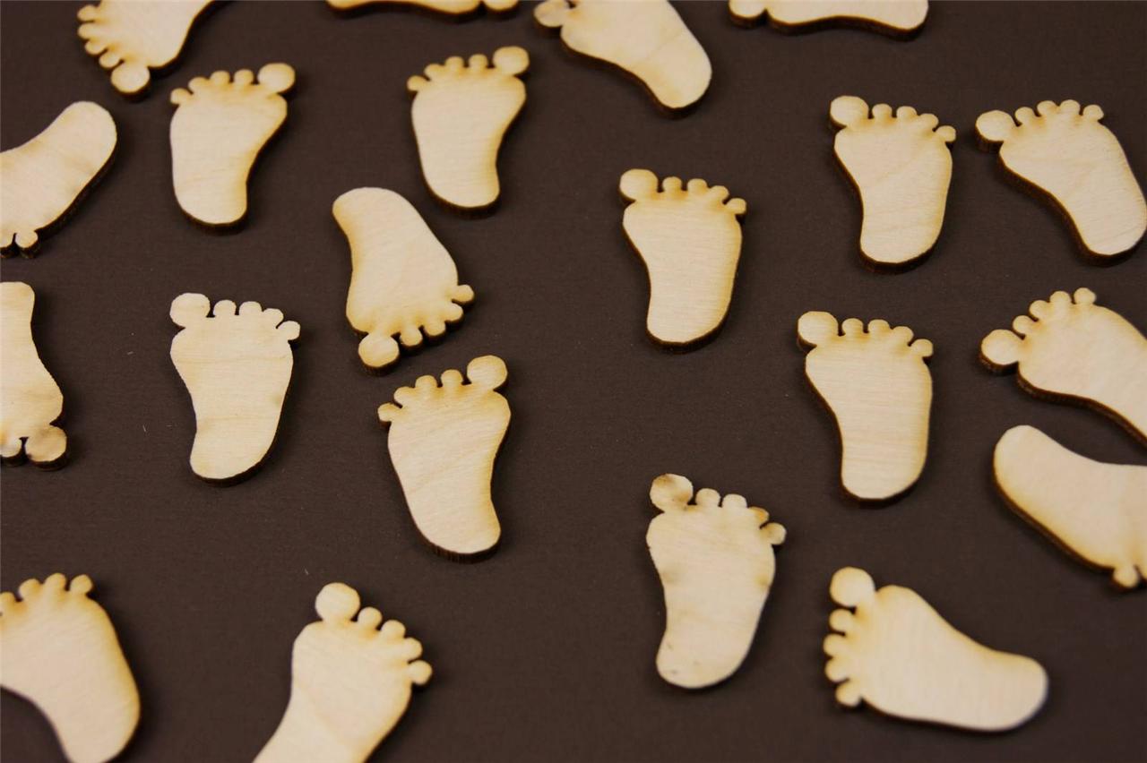 Wooden Baby Feet 30 x 30mm Laser Ply Blank Embellishments Craft Card