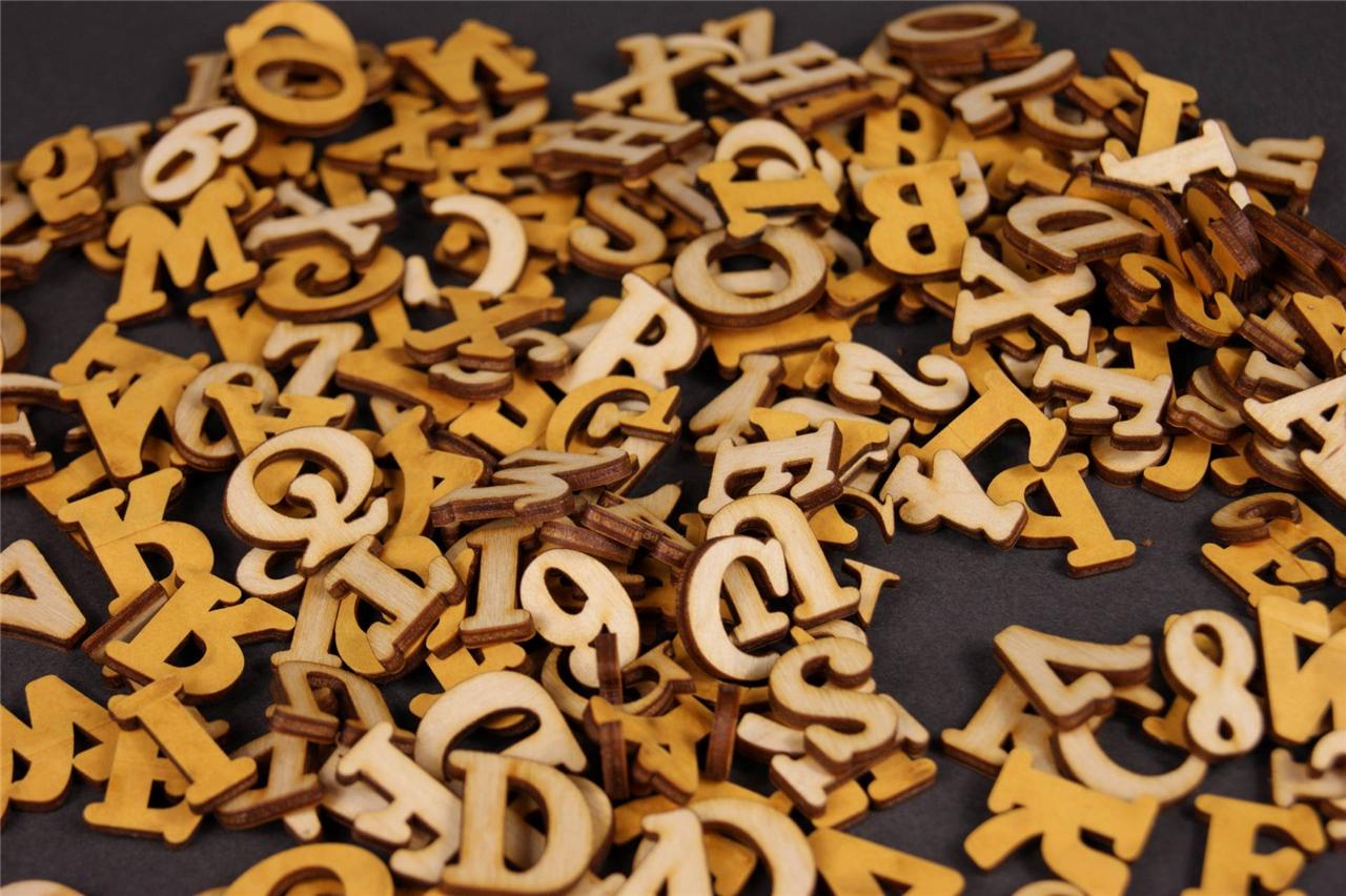 250+ Wooden Small (2cm) Adhesive Letters & Digits Craft Alphabet