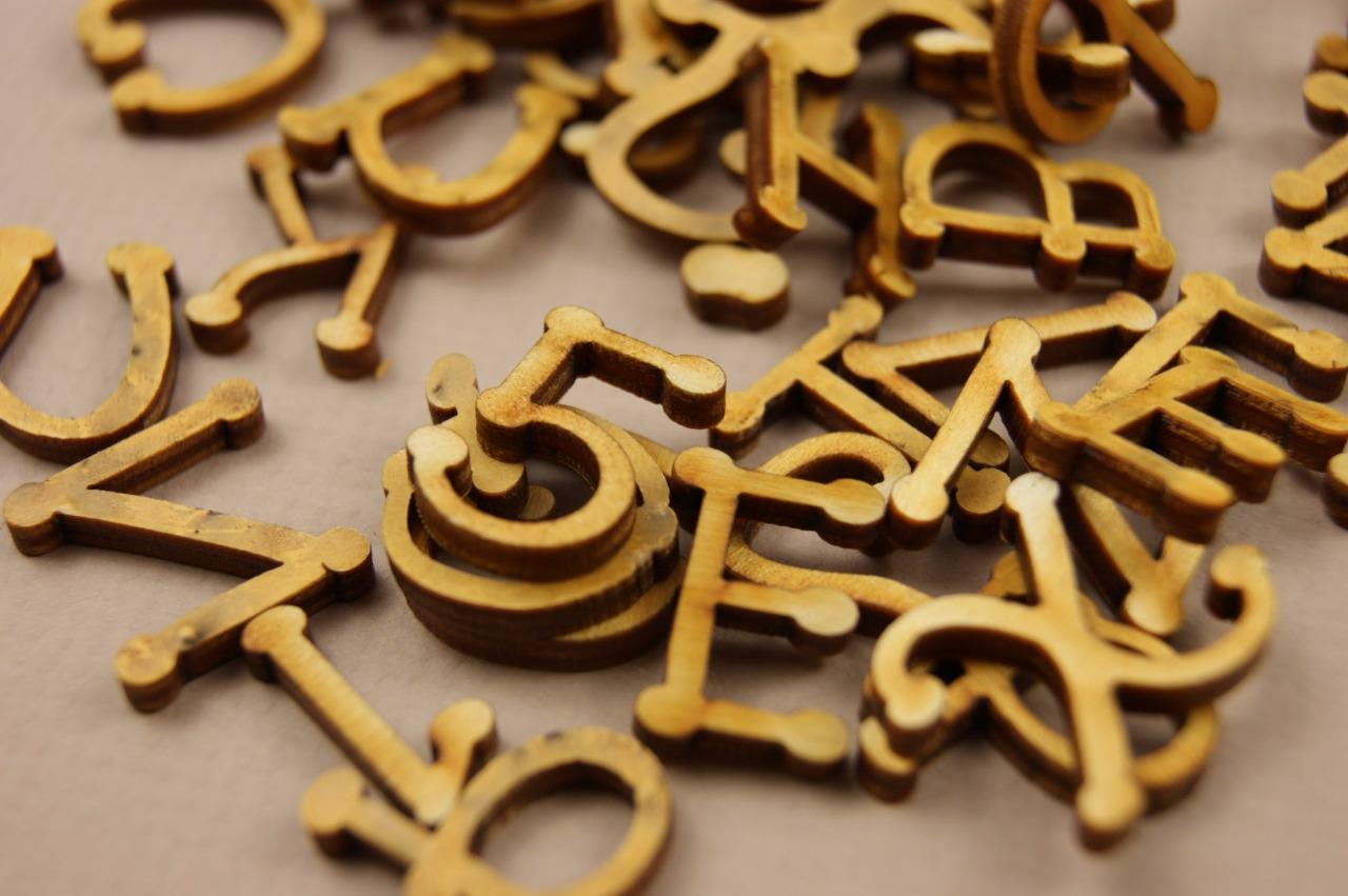 250+ Wooden Small (2cm) Adhesive Letters & Digits Craft Alphabet