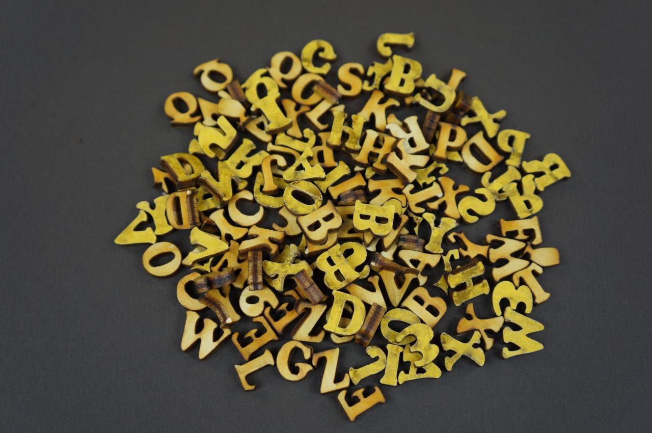 Wooden Small 250 Adhesive Letters & Digits Craft Alphabet Decoration