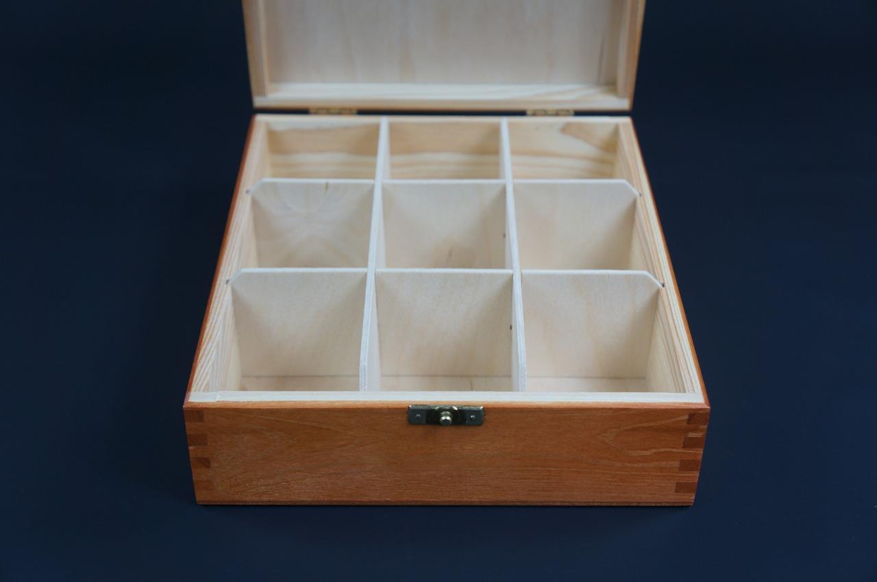 1x Brown Wooden Tea Box Tea Caddy Kitchen Chest 2 Compartments Storage H2b