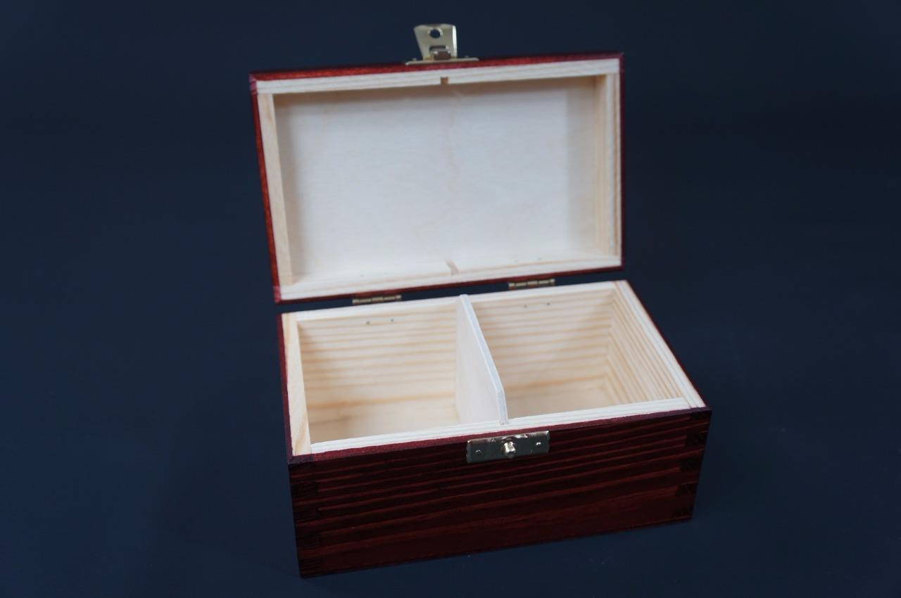1x Mahogany Wooden Tea Box Tea Caddy Kitchen Chest 2 Compartments