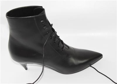 Auth Ysl Saint Laurent Women Black Leather Low Heel Boots 36 5 Ebay
