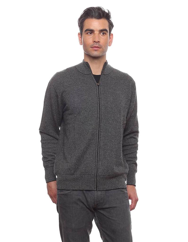 Men's Cashmere Jacquard Cardigan Sweater by Invisible World Gray or ...