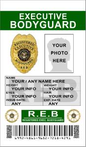 Bodyguard ID Badge >>CUSTOMIZE WITH YOUR PHOTO & INFO