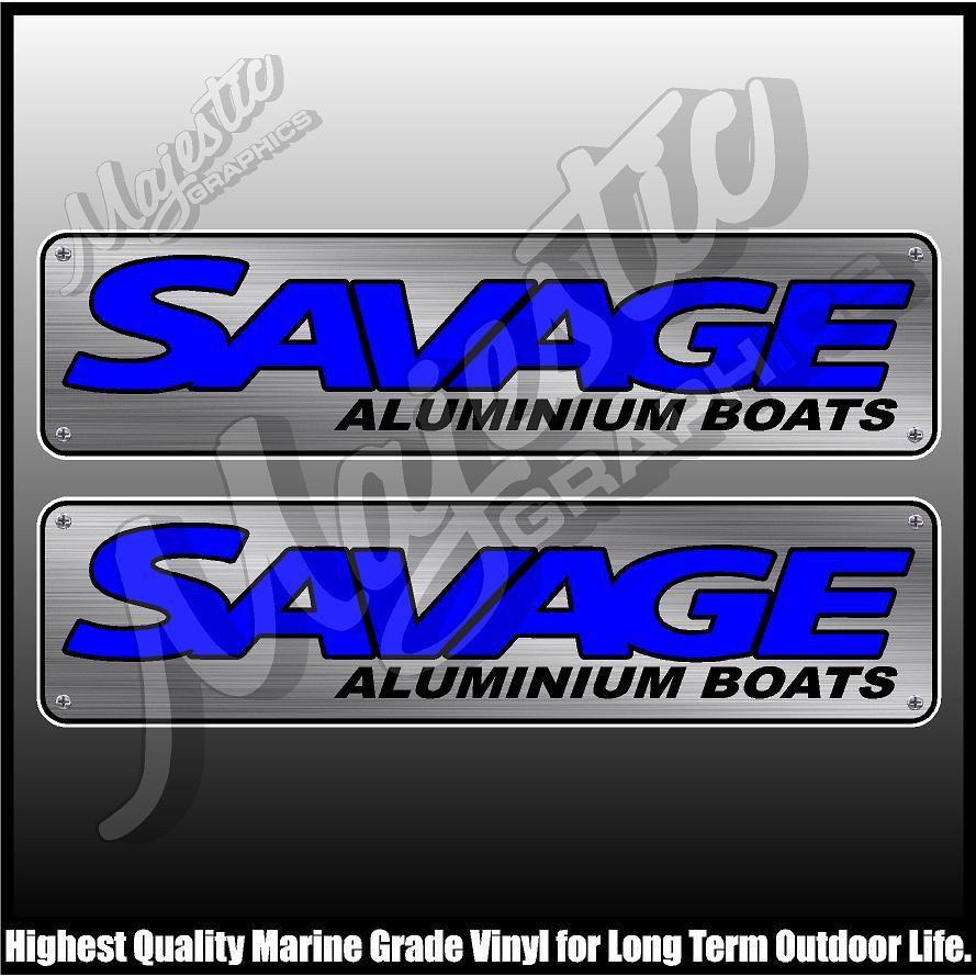 SAVAGE ALUMINIUM BOATS 450mm X 110mm X 2 DECALS BOAT DECALS eBay