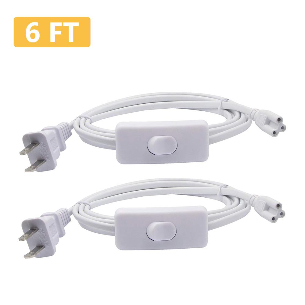 T5 T8 6ft Power Cord Extension Cable Wire for Integrated LED Bulb ON
