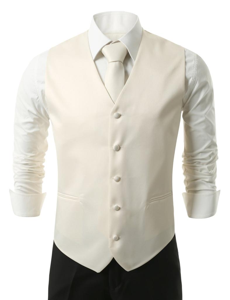 Set Vest Tie Hankie Fashion Men's Formal Dress Suit Slim Tuxedo ...