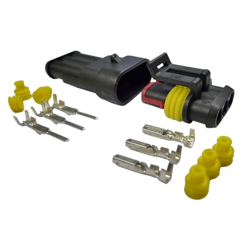 Set 3 Pin Way Sealed Waterproof Quick Splice Electrical Wire Connector