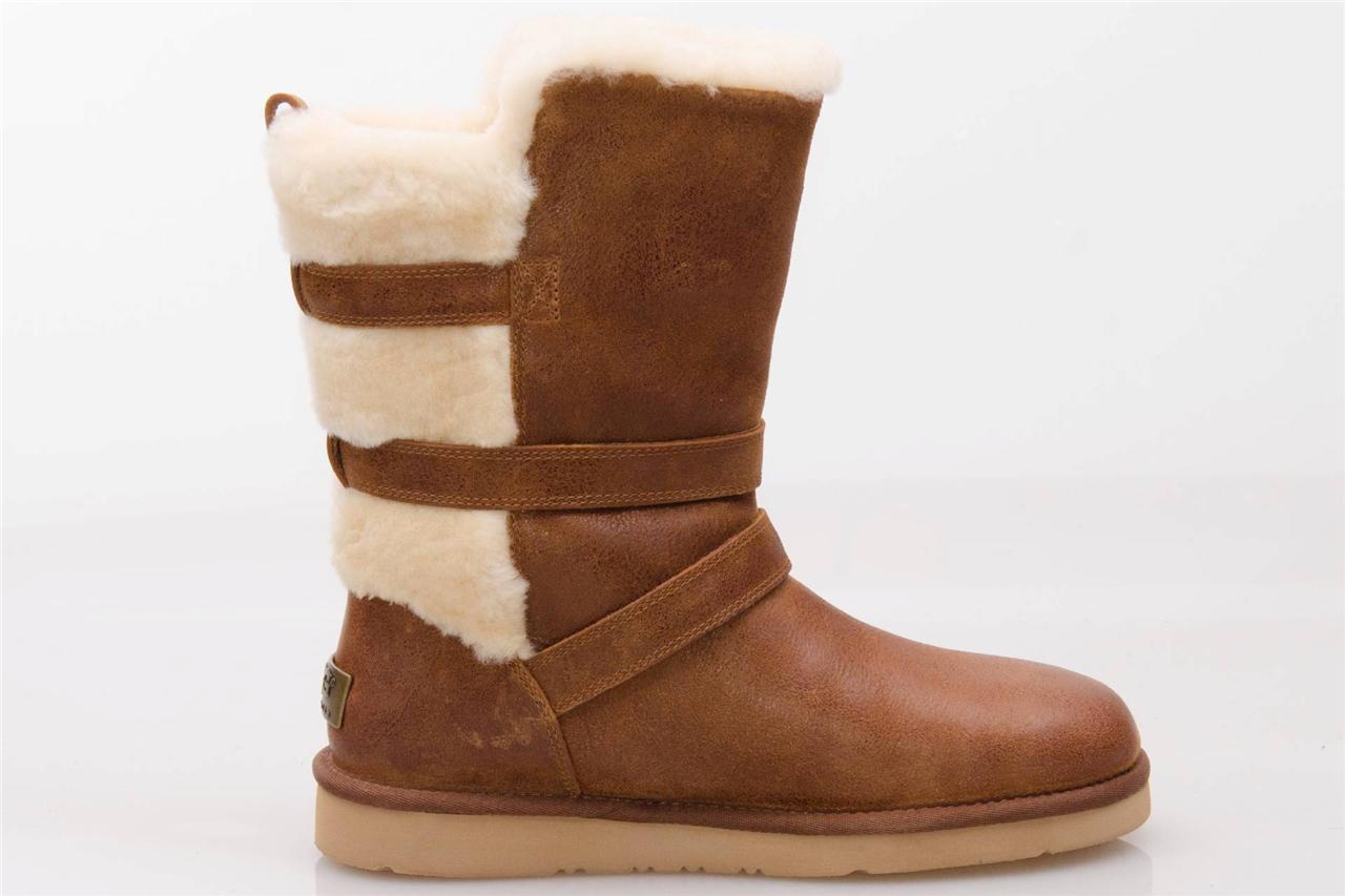 UGG BECKET BROWN LEATHER / SHEEPSKIN BUCKLE WINTER BOOTS