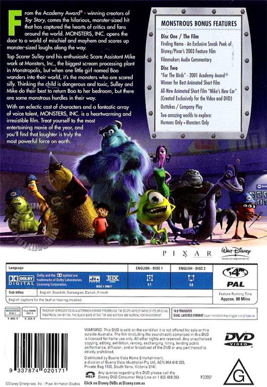 Monsters, Inc. (2-DVD, 2002) : NEW