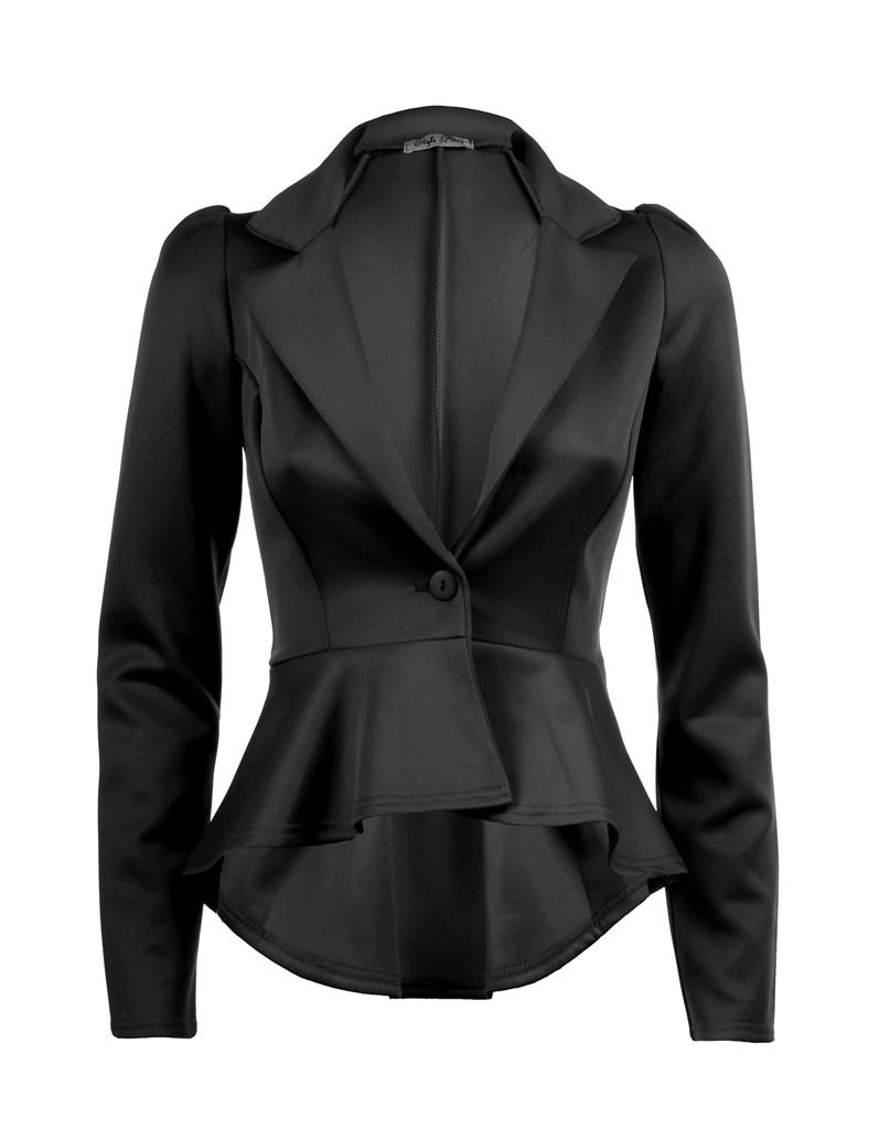 Womens Ladies Peplum Frill Coat Office Jacket Blazer UK 8-14
