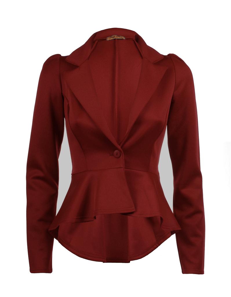 Womens Ladies Peplum Frill Coat Office Jacket Blazer UK 8-14