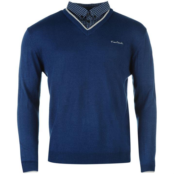 Pierre Cardin Mock Shirt V Neck Jumper Mens Sweatshirt ~All sizes S-XXL ...