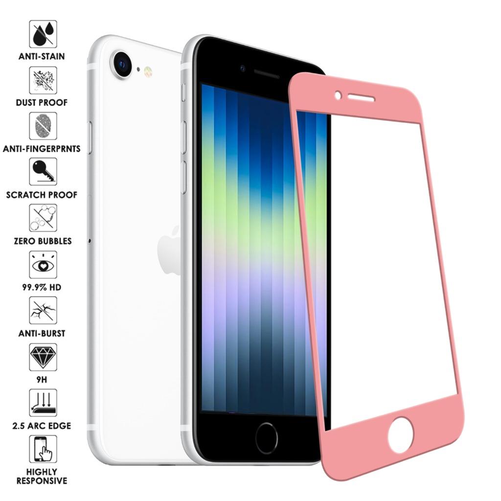 Color:Rose Gold:For iPhone SE 2022 2020 7 8 Full Coverage Tempered Glass Screen Protector Cover