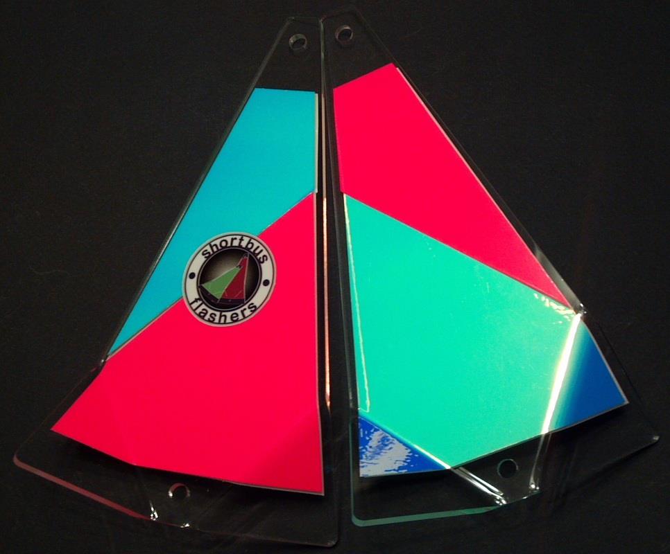 SHORTBUS 8" TRIANGLE FLASHER Die Cut 2 PK  FLORESCENT FISHING LURE TAPE 5 Colors 
