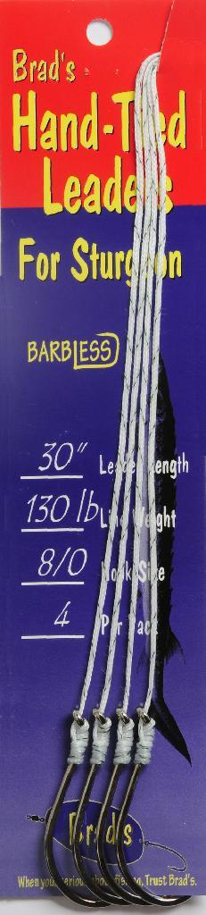 Brad's Sturgeon Rigs Hand Tied Dacron Leaders Barbless Hooks Choice of Size - Picture 5 of 6
