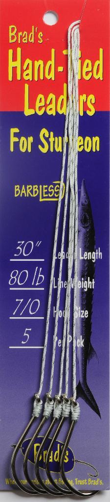 Brad's Sturgeon Rigs Hand Tied Dacron Leaders Barbless Hooks Choice of Size - Picture 4 of 6