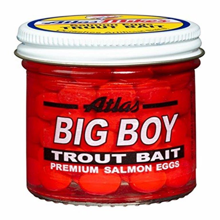 Atlas Mike's Big Boy Jumbo Salmon Eggs Fluorescent Red Trout Bait Oil