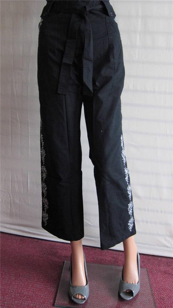 Simply Be Casual Comfort Black Trousers 100% Cotton Pants L 27 inch Size 14 UK