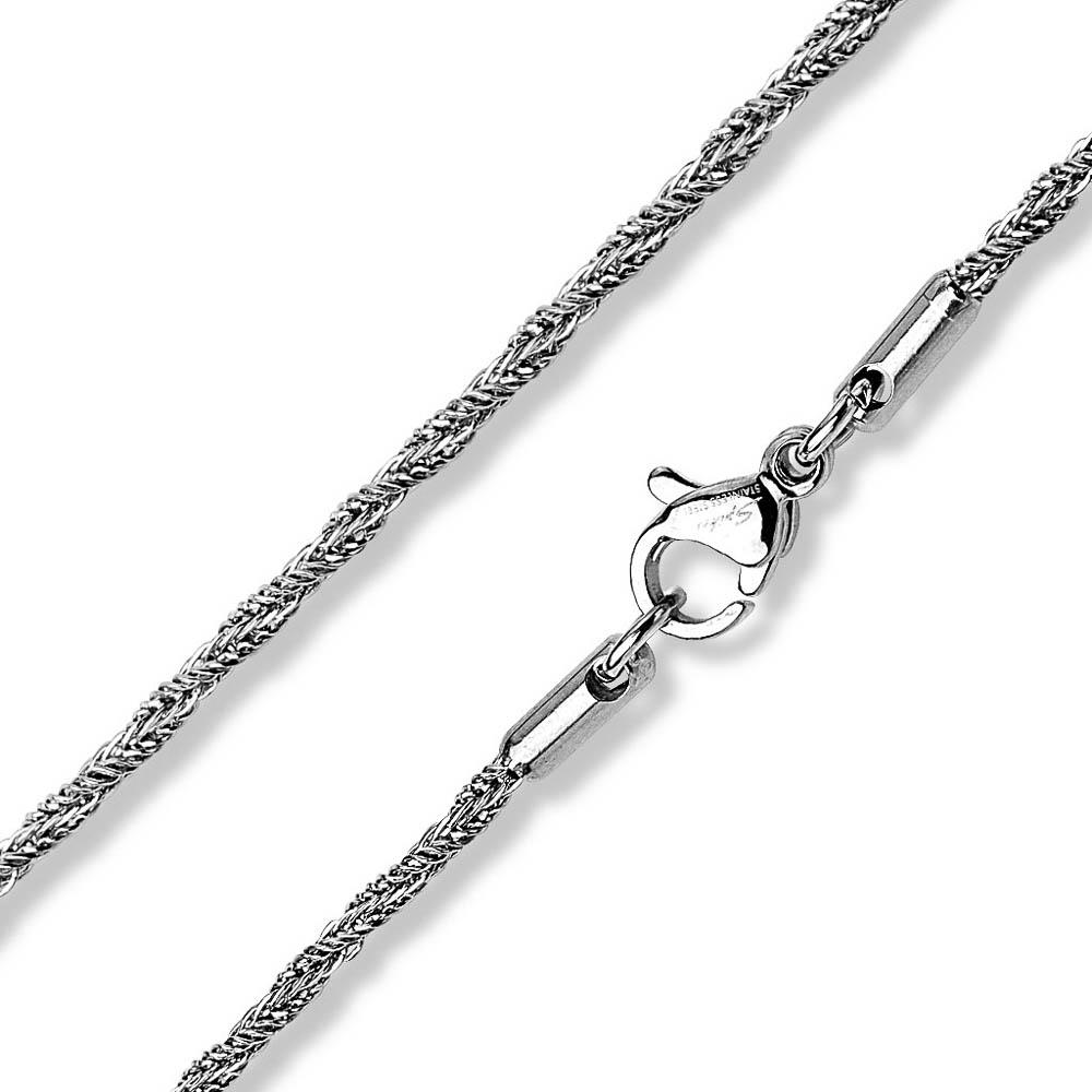 Collares unisex de cadena redonda retorcida de acero inoxidable de 17-21 pulgadas de largo con corte de diapositivas - Imagen 8 de 8