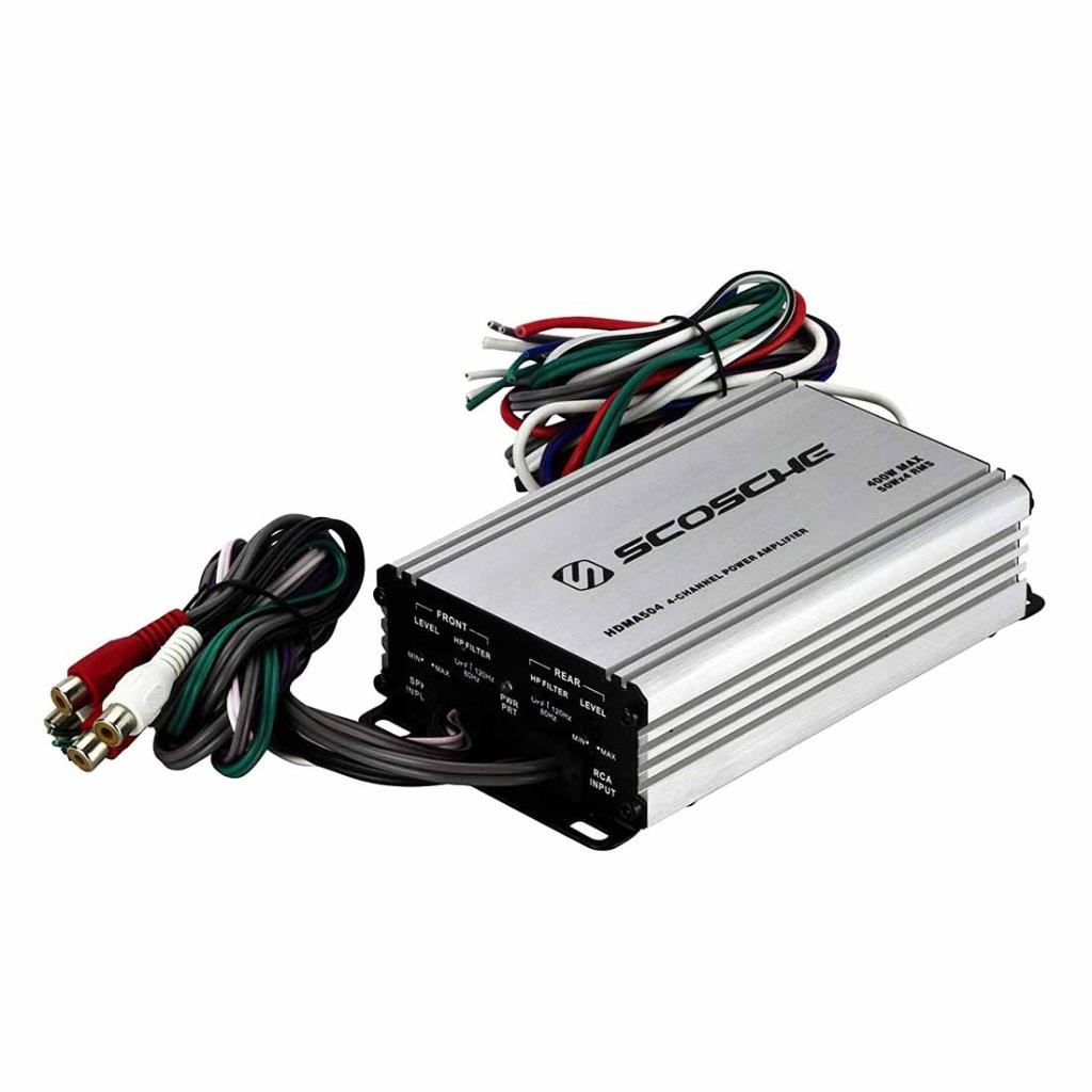 Scosche HDMA504I 400 W Max 4-Channel Class D Stereo Car Audio Mini