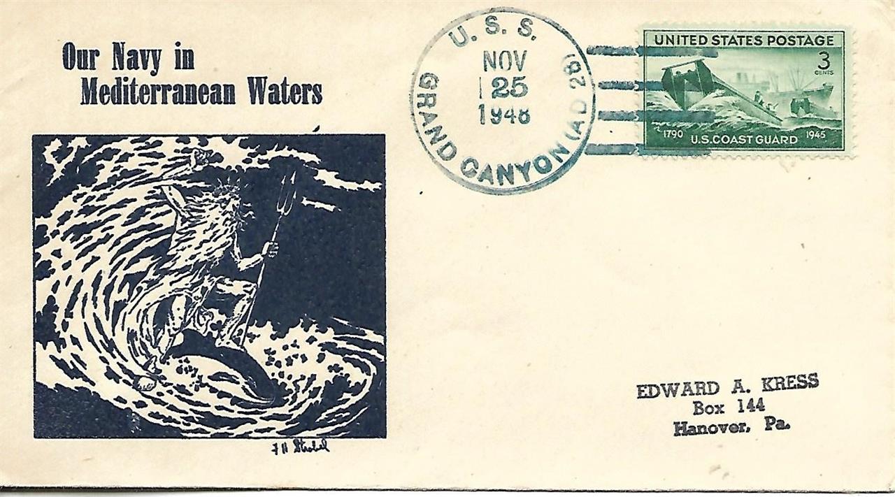 GRAND CANYON (AD-28) 25 November 1948 Locy Type 2(n) PM Our Navy in Med Waters - 第 1/1 張圖片