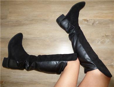 tall black boots flat heel
