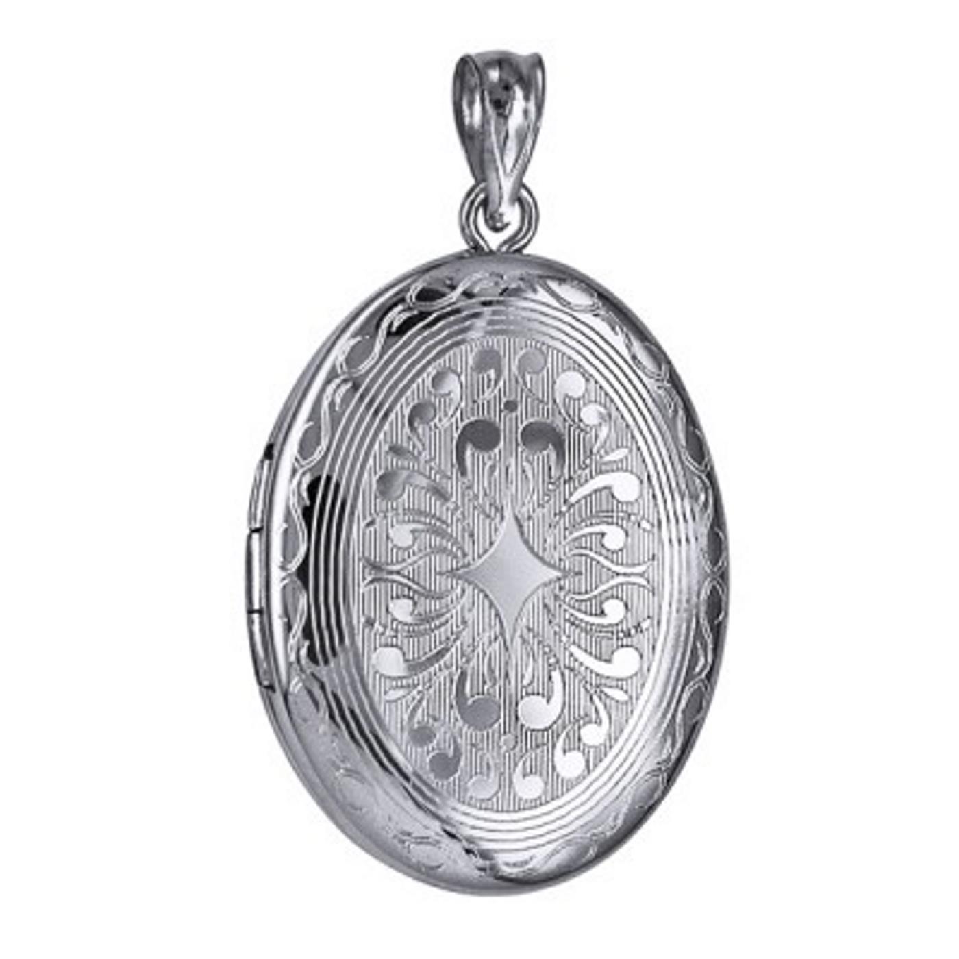 Genuine Solid 925 Sterling Silver Oval Fully Engraved Two Picture ...