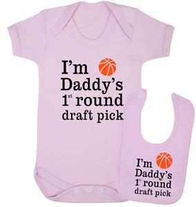 Baby Grow Daddys 1st round Draft Pick" Basketball Funny Baby Grow "Basketball 