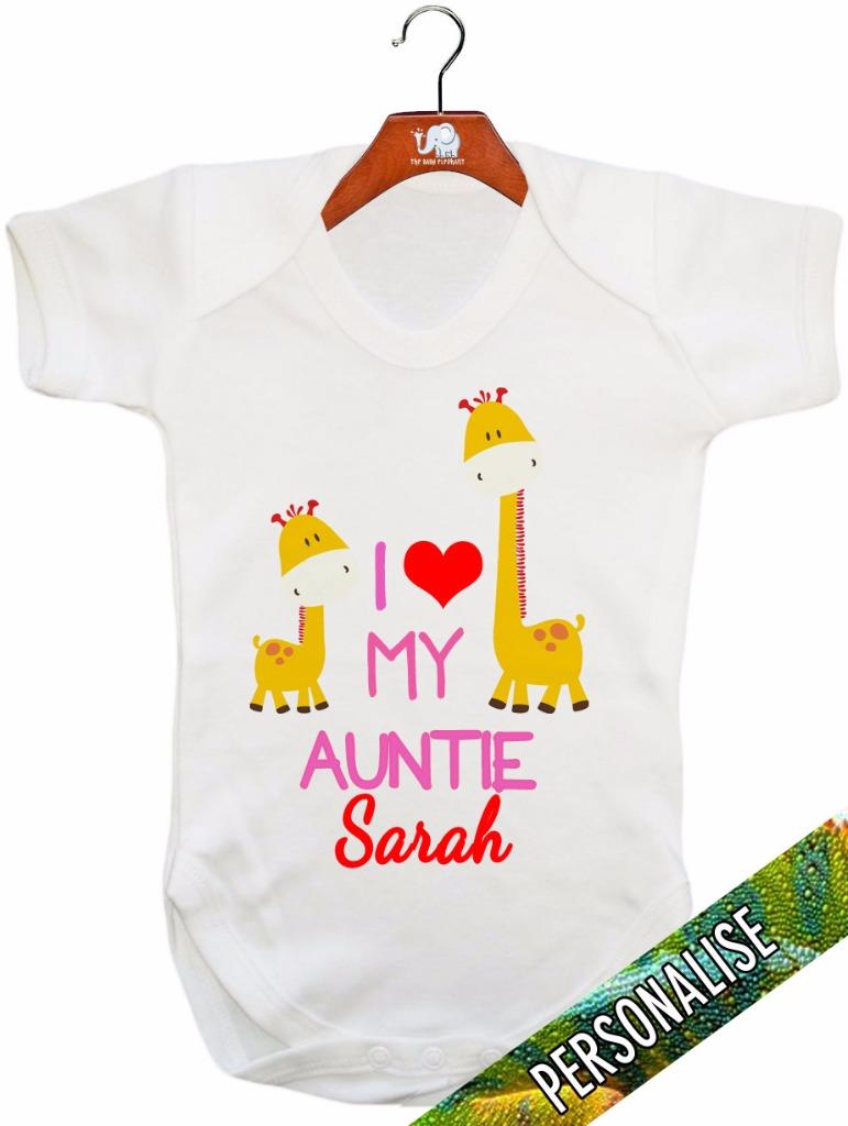 i love my auntie personalised baby grow